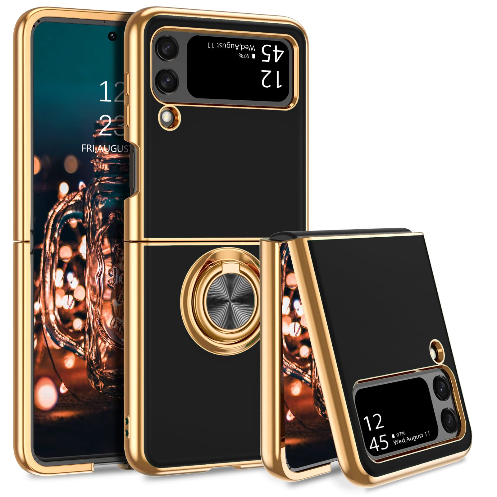 ZORBES Phone Case for Samsung Galaxy Z Flip 4 Luxury Electroplating Metal Framed TPU Phone Case with Phone Grip Anti-Scratch Phone Cover for Samsung Galaxy Z Flip 4, Green ZORBES Phone Case for Samsung Galaxy Z Flip 4 Luxury Electroplating Metal Framed TPU Phone Case with Phone Grip Anti-Scratch Phone Cover for Samsung Galaxy Z Flip 4, Green